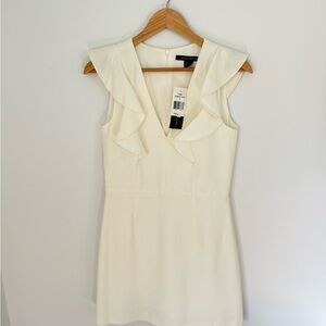 French Connection Cream Ruffle Mini Dress